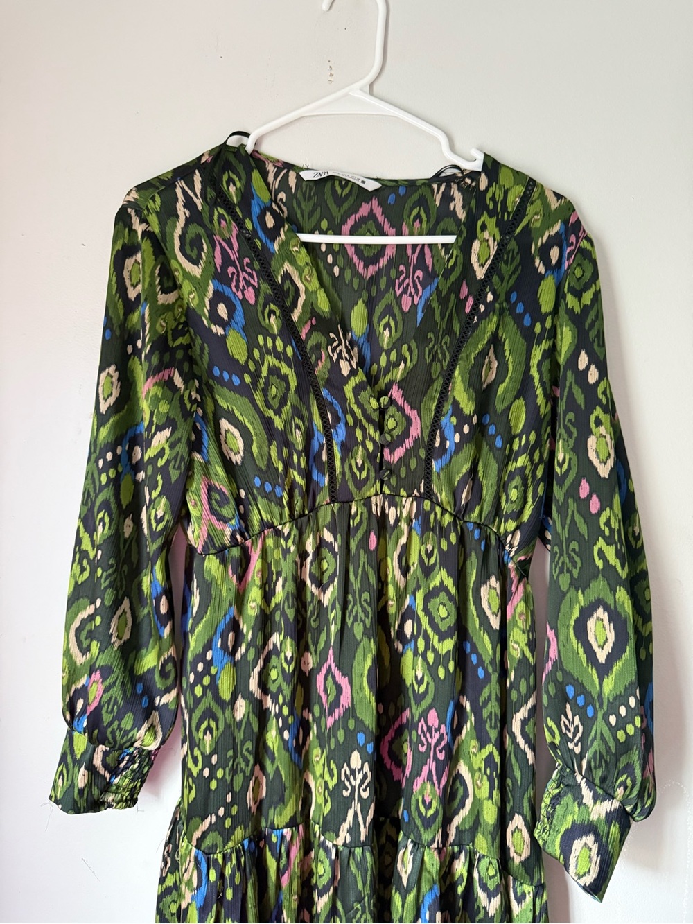 ZARA Printed Midi Dress with Lace Inserts Multicolored 8471/156 - Picture 3 of 7